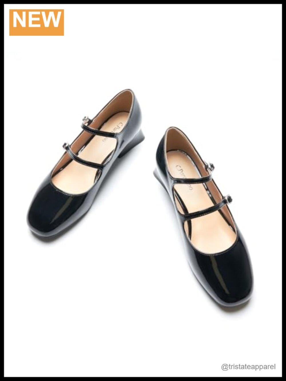 Women's Mary Jane Pumps Square Toe Low Block Heel Lambskin Lining